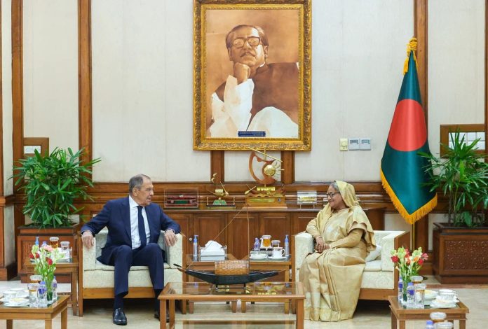 روسی وزیر خارجہ کی ڈھاکہ میں بنگلہ دیشی وزیراعظم سے ملاقات