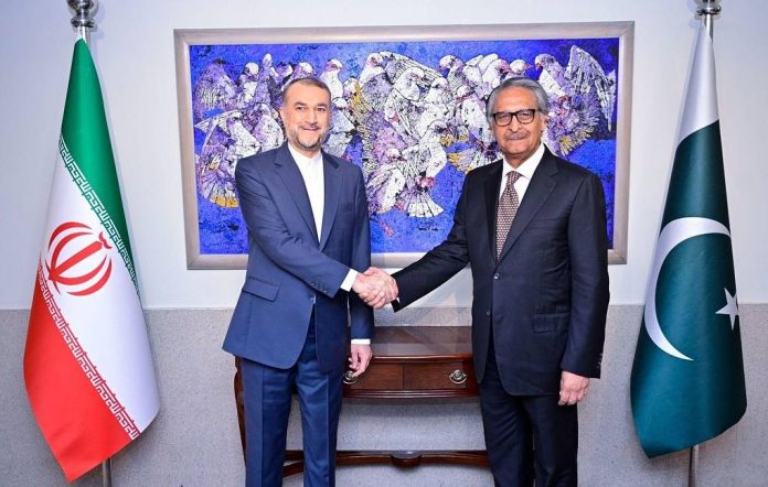 Iranian Foreign Minister Hossein Amir Abdollahian meets his Pakistani counterpart Jalil Abbas Jilani