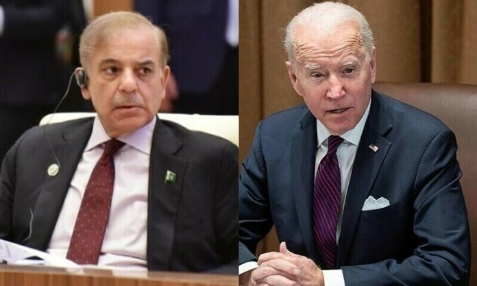 US President Joe Biden (L) and Prime Minister Shehbaz Sharif