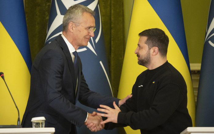 NATO Secretary General Jens Stoltenberg and Ukrainian President Volodymyr Zelensky