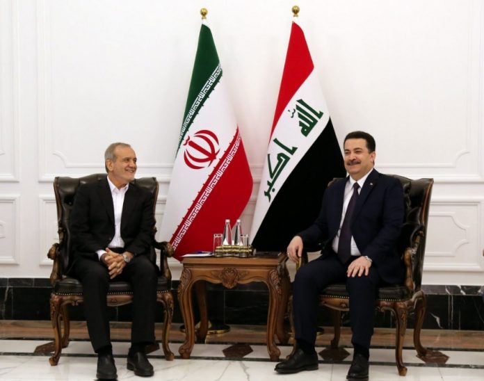 Iraqi Prime Minister Mohammed Shia al-Sudani and Iranian President Masoud Pezeshkian