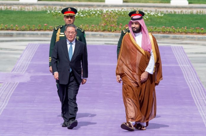 Saudi Crown Prince Mohammed bin Salman and China's Prime Minister Li Qiang