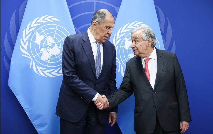 Russian Foreign Minister Sergey Lavrov and UN Secretary‑General Antonio Guterres