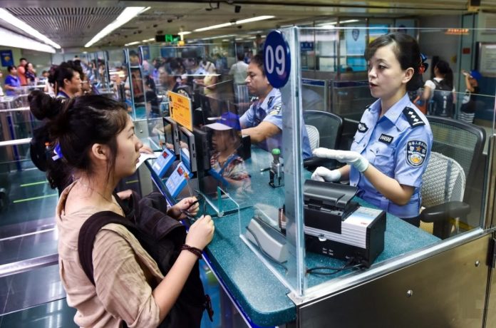 China airport immigration counter