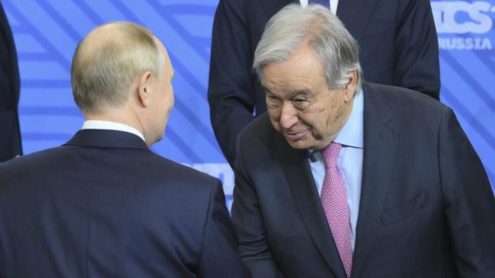 UN Secretary-General Antonio Guterres and Russian President Vladimir Putin met