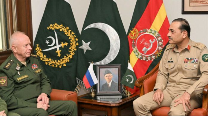 Russian Deputy Defense Minister Colonel General Alexander V. Fomin and Pakistan’s Chief of Army Staff General Syed Asim Munir