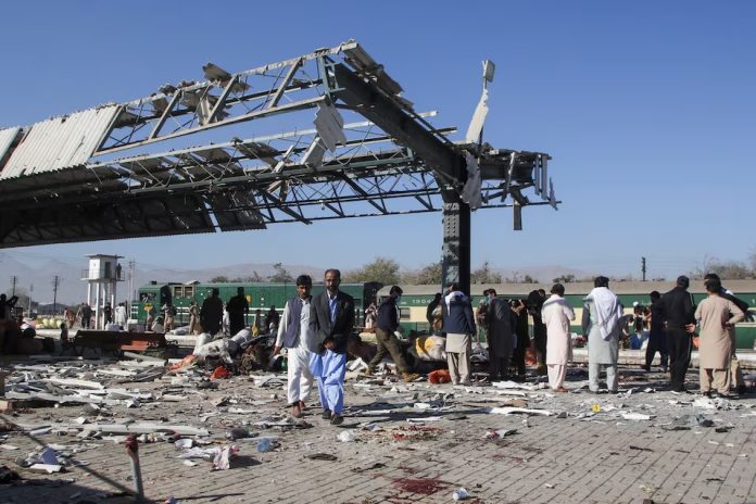 Pakistan train station bomb blast