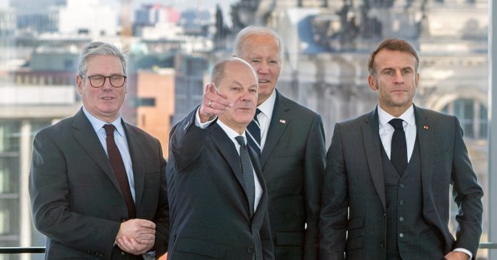 US President Joe Biden met with German Chancellor Olaf Scholz, French President Emmanuel Macron and British Prime Minister Keir Starmer