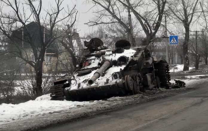 Destroyed Ukrainian tank