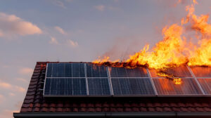 solar panel caught fire